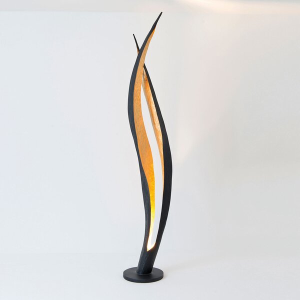 Holländer Lampă de podea Barbone, maro-negru, auriu, Auriu / Alamă, Camera de zi / sufragerie, Metal, Design