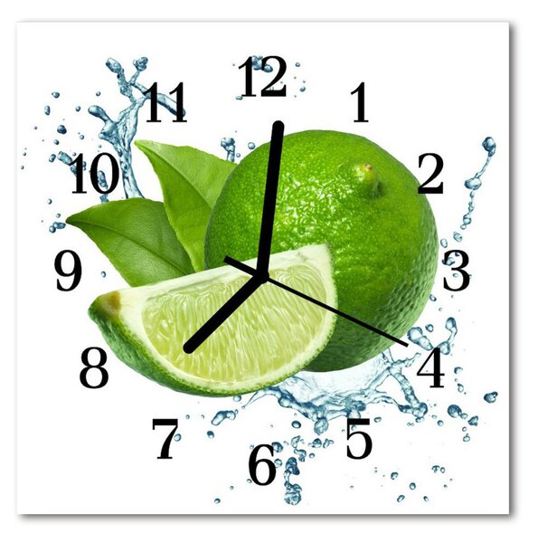 Ceas de perete din sticla pătrat Lime Bucătărie Verde