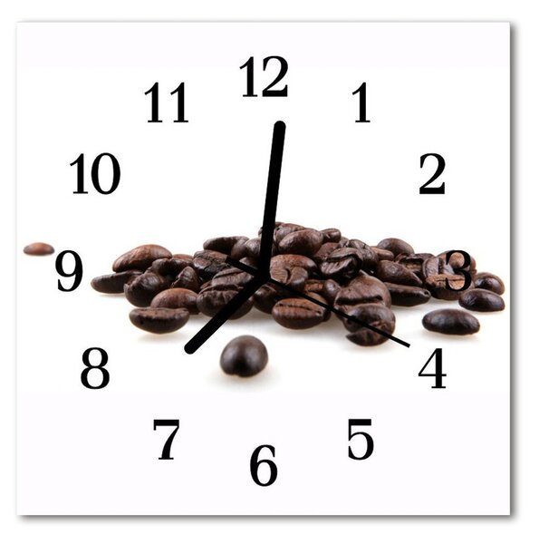 Ceas de perete din sticla pătrat Boabe de cafea Alimente și băuturi Brown