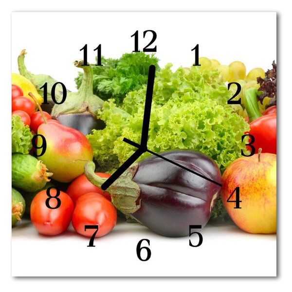 Ceas de perete din sticla pătrat Legume Bucătărie Multi-colorat