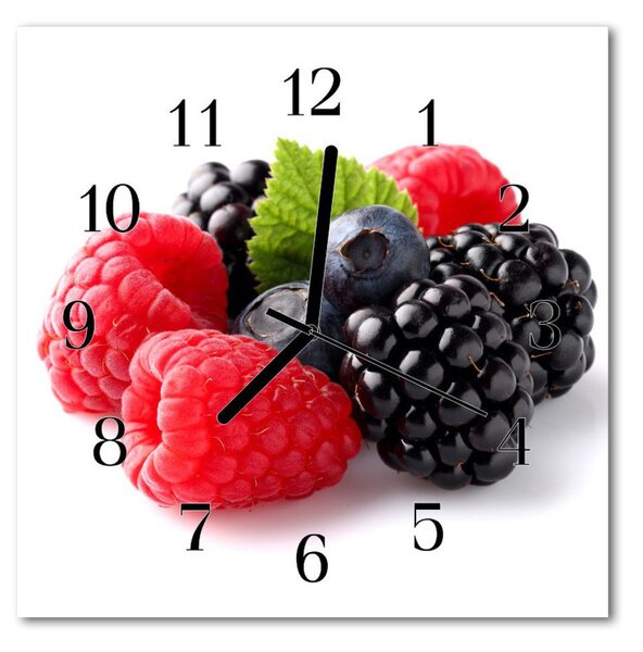 Ceas de perete din sticla pătrat Berry Alimente și băuturi roșu, negru