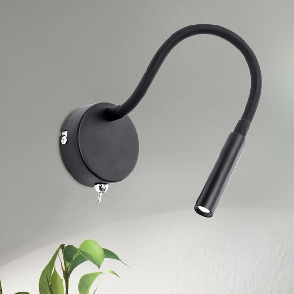 ORION Aplică de perete LED flexibilă Colin pe negru, Negru, dormitor, Metal, Modern