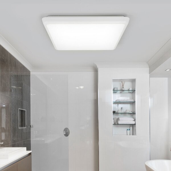 Arcchio plafonieră LED Augustin, 30 x cm, alb, IP54, Alb, Baie, Plastic, Modern