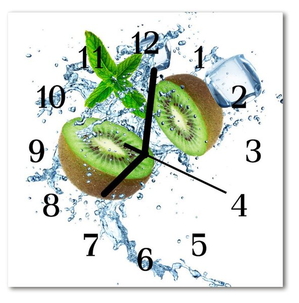 Ceas de perete din sticla pătrat Kiwi Alimente și băuturi verde