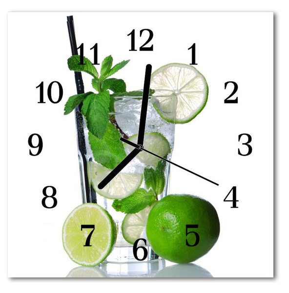 Ceas de perete din sticla pătrat Lime Mint Bucătărie Verde