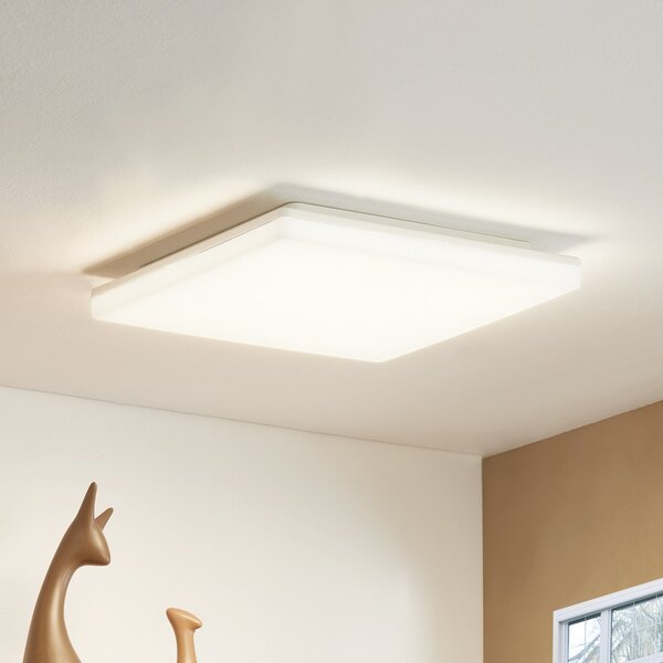 PRIOS Prios LED plafonieră Artin, 33 cm, alb, unghiulară, senzor, Alb, Baie, Plastic, Modern