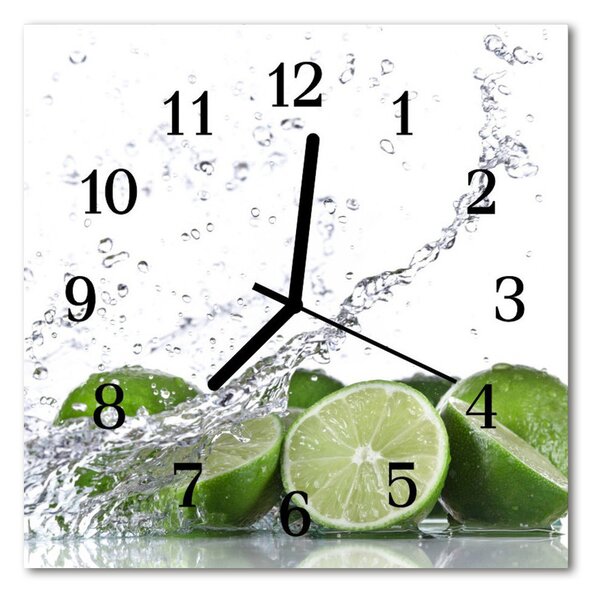 Ceas de perete din sticla pătrat Lime Bucătărie Verde