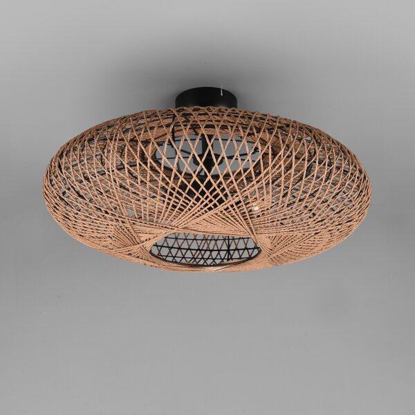 Trio Lighting Plafonieră Hedda din sisal și metal, reglabil, Maro / Rugină, Camera de zi / sufragerie, Metal