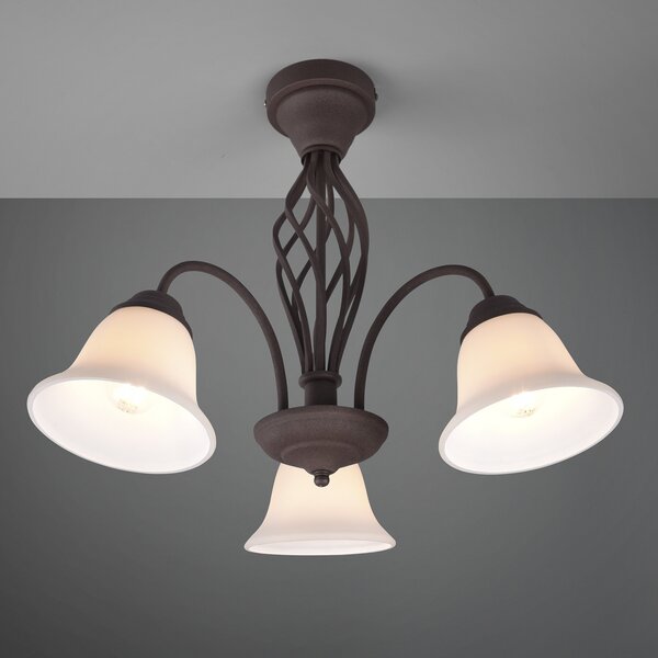 Trio Lighting Plafonieră Rustica, ruginiu, 3 becuri, reglabil, Maro / Rugină, Camera de zi / sufragerie, Metal, Antichitate