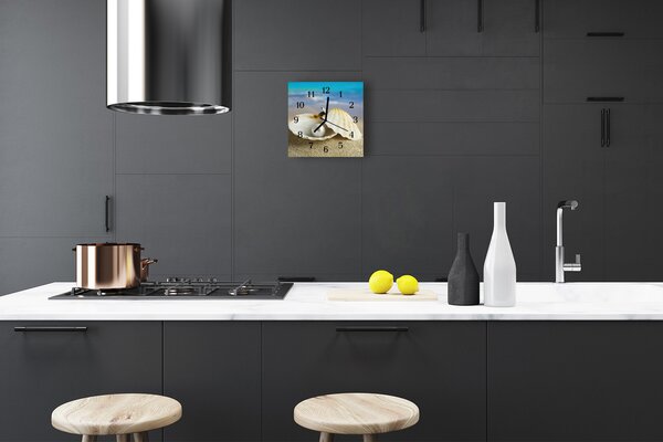 Ceas de perete din sticla pătrat Scoici Pearl Natura multi-colorate