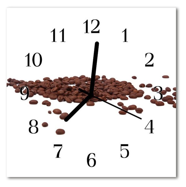 Ceas de perete din sticla pătrat Boabe de cafea Bucătărie Brun