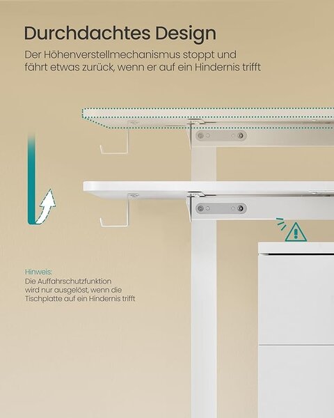 Birou reglabil Vasagle, Alb, LSD134W01V1, 60 x 140 x (72-120) cm