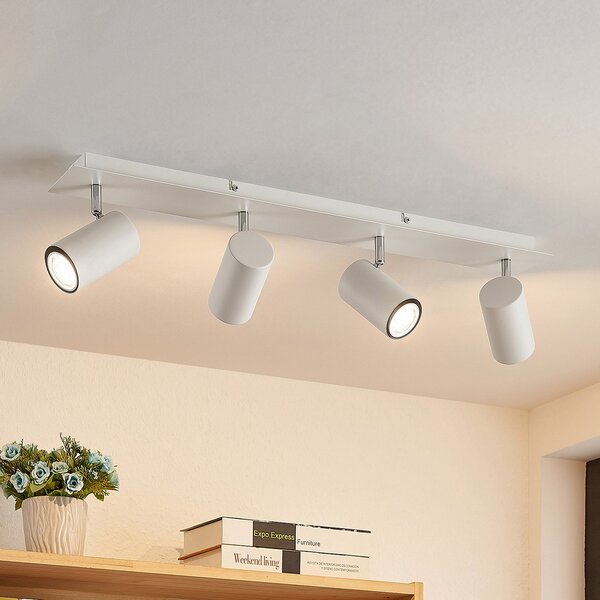 Lindby Spot de plafon Joffrey, 70 cm, alb, 4 becuri, GU10, reglabil, Alb, Camera de zi / sufragerie, Metal, Modern