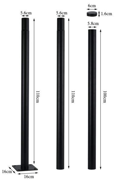 Brilagi - Bară metalică pentru stâlp iluminat exterior URBAN 3 m negru