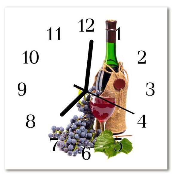 Ceas de perete din sticla pătrat Vin Struguri Bucătărie Multi-colorat