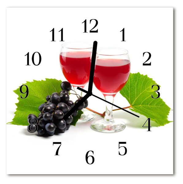 Ceas de perete din sticla pătrat Vin Struguri Bucătărie Multi-colorat