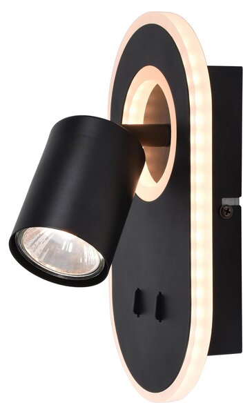 Brilliant Kimon aplică LED, neagră, Negru, Camera de zi / sufragerie, Metal, Modern
