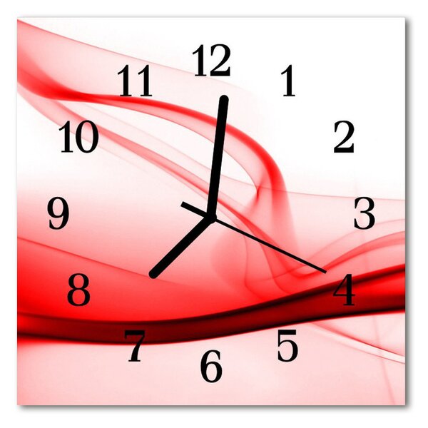 Ceas de perete din sticla pătrat Abstract Lines Art Red
