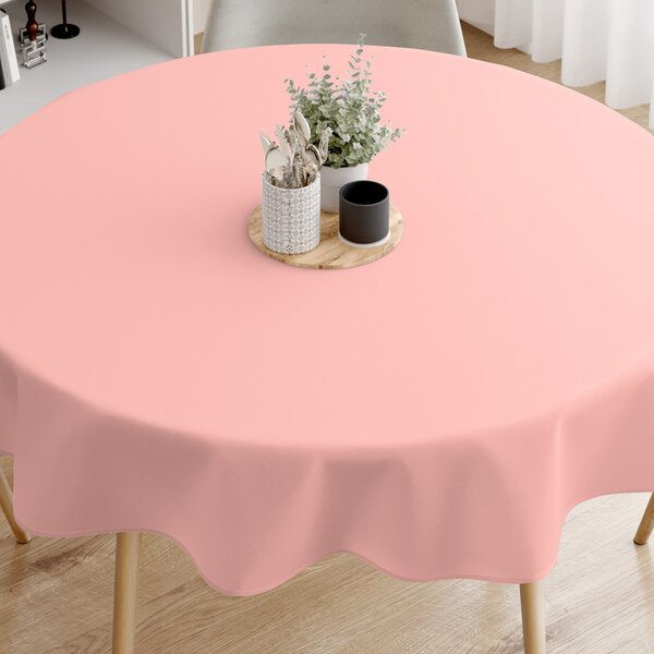 Goldea față de masă din bumbac roz pastel - rotundă Ø 60 cm