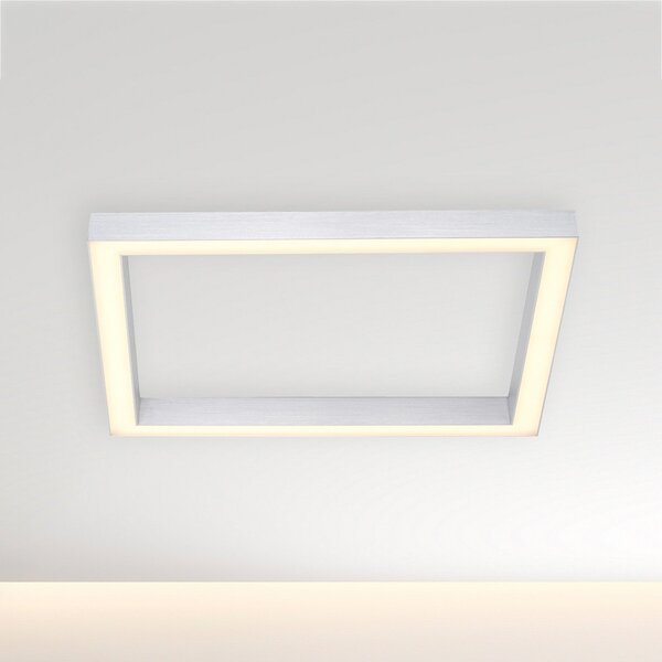 PURE Plafonieră LED Lines, 55 x cm, argintiu, CCT, telecomandă, reglabil, Metalic, Camera de zi / sufragerie, Metal, Modern