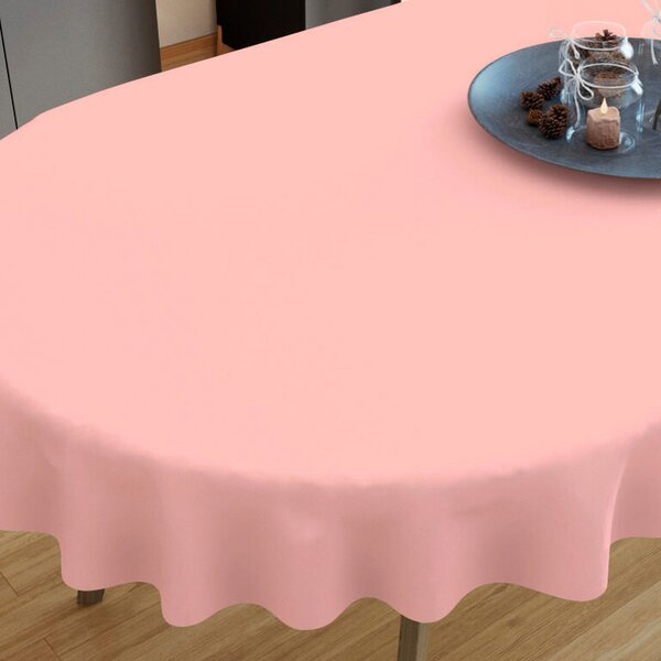 Goldea față de masă din bumbac roz pastel - ovale 80 x 140 cm