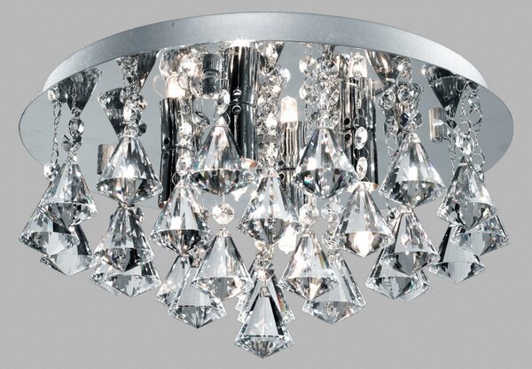 Searchlight Plafonieră Hanna, rotundă IP44 38cm, crom piramidă, reglabil, Metalic, Baie, Metal