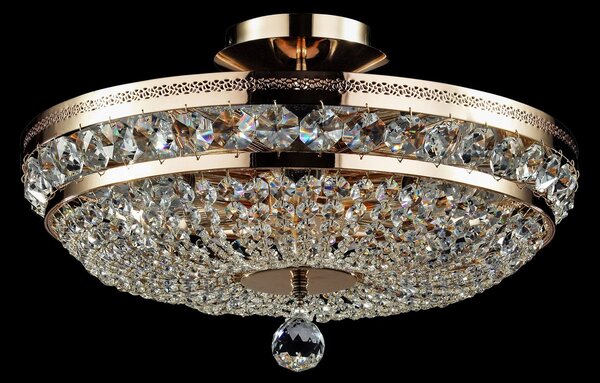 Maytoni Ottilia plafonieră cu cristale, Ø 43,5 cm, reglabil, Auriu / Alamă, Camera de zi / sufragerie, Metal