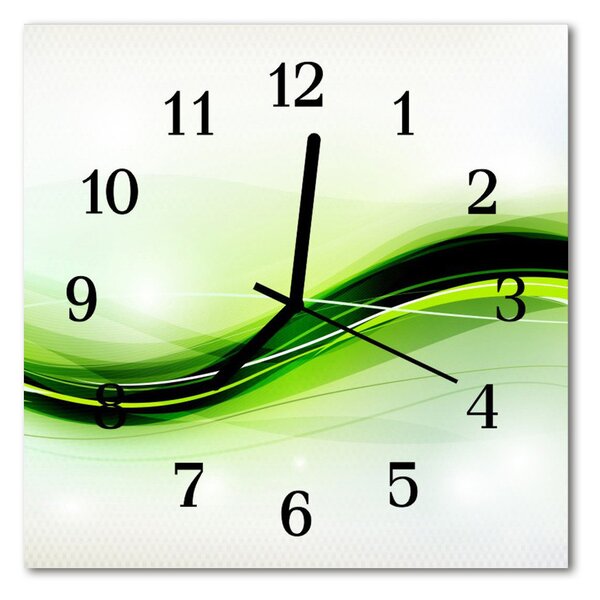 Ceas de perete din sticla pătrat Abstract Lines Art Green