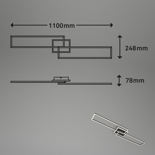 Briloner Frame S plafonieră LED CCT 110x24,8cm negru, reglabil, Negru, Camera de zi / sufragerie, Metal, Modern