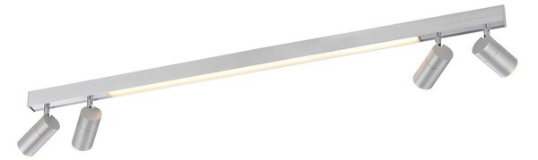 PURE Plafonieră LED Lines, 120 cm, argintiu, telecomandă, reglabil, Gri, Camera de zi / sufragerie, Metal, Modern