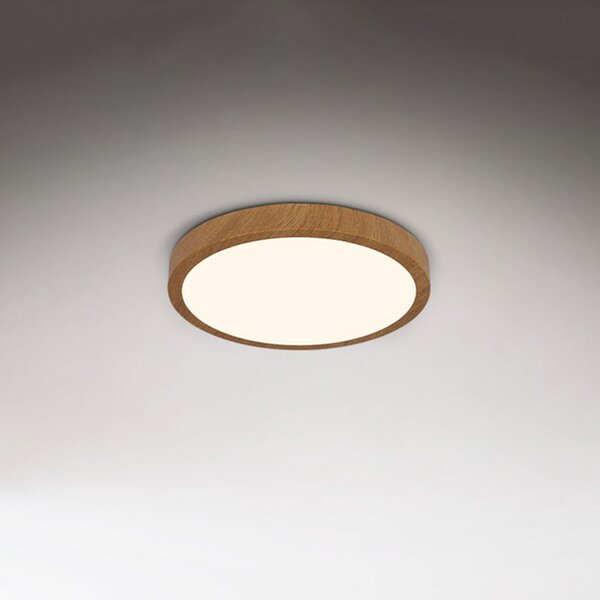 Briloner Plafonieră cu LED Runa Wood aspect lemn 3.000 K Ø38cm, Lemn, Camera de zi / sufragerie, Metal