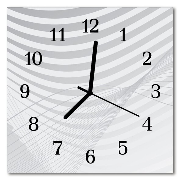 Ceas de perete din sticla pătrat Abstract Lines Art Gray