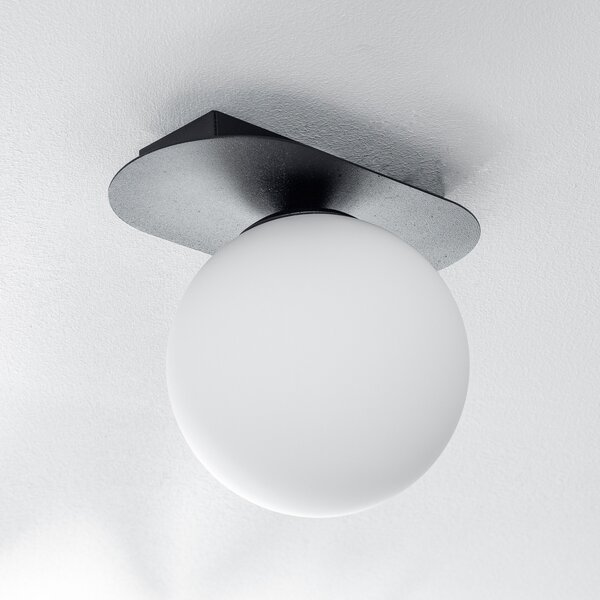 EMIBIG LIGHTING Plafonieră Plaza, negru/opal, 1 bec, reglabil, Negru, Camera de zi / sufragerie, Metal, Modern, glob