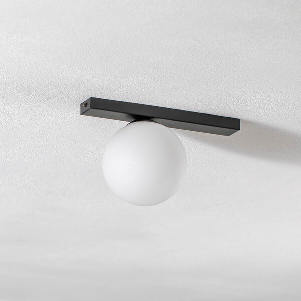 EMIBIG LIGHTING Plafonieră Fit, negru/opal, 1 bec, reglabil, Negru, Camera de zi / sufragerie, Metal, Modern