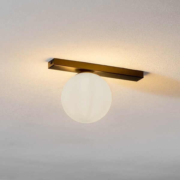 EMIBIG LIGHTING Plafonieră Fit, negru/opal, 1 bec, reglabil, Negru, Camera de zi / sufragerie, Metal, Modern