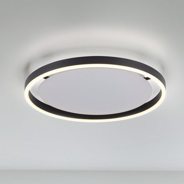JUST LIGHT. GmbH Plafonieră LED Ritus, Ø 39.3cm, antracit, reglabil, Negru, Camera de zi / sufragerie, Metal, Modern