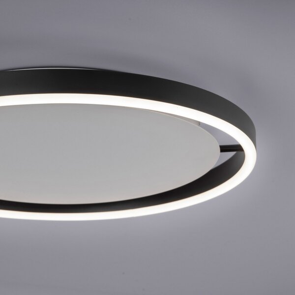 JUST LIGHT. GmbH Plafonieră LED Ritus, Ø 39.3cm, antracit, reglabil, Negru, Camera de zi / sufragerie, Metal, Modern