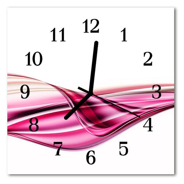 Ceas de perete din sticla pătrat Abstract Lines Art roz