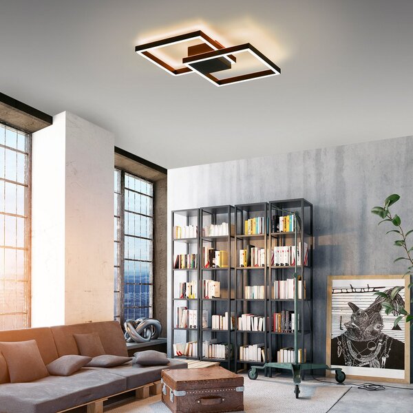 Q-Smart-Home Paul Neuhaus Q-MARKO plafonieră LED, 2s. unghiular, reglabil, Negru, Camera de zi / sufragerie, Metal, Modern