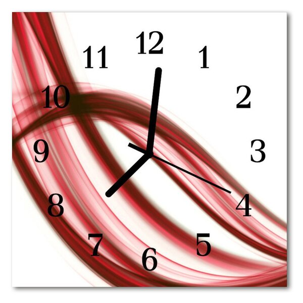 Ceas de perete din sticla pătrat Abstract Lines Art Red