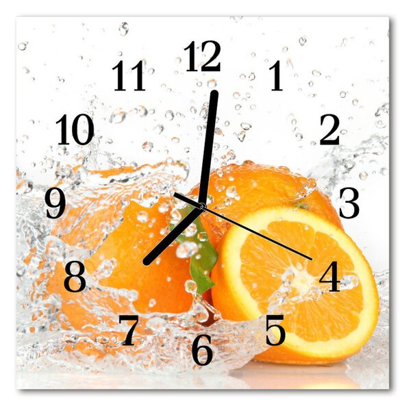 Ceas de perete din sticla pătrat Portocale Bucătărie Orange