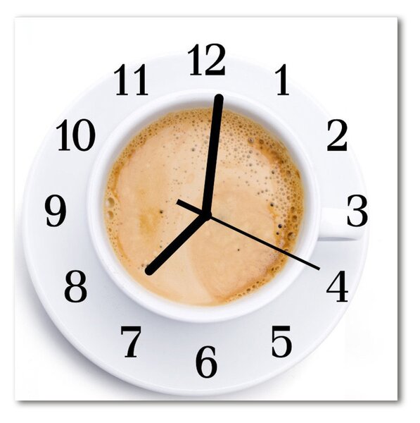 Ceas de perete din sticla pătrat Ibric de cafea Bucătărie bej, alb