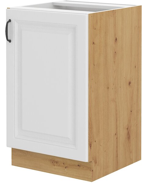 Dulap inferior de bucătărie sub chiuvetă Sheila 50 ZL 1F BB (Stejar artisan + Alb). 1032453