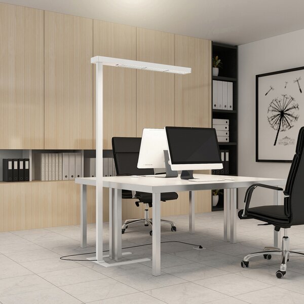 Arcchio LED lampă de podea pentru birou Susi, alb, senzor, dimmer tactil, reglabil, Alb, Studiu / Birou, Aluminiu, Modern