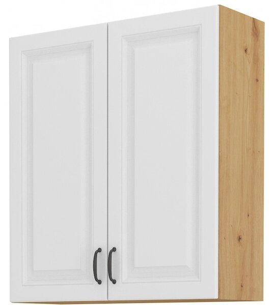 Dulap superior de bucătărie Sheila 80 G 90 2F (stejar artisan + alb). 1032466