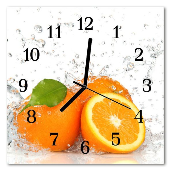 Ceas de perete din sticla pătrat Portocale Bucătărie Orange