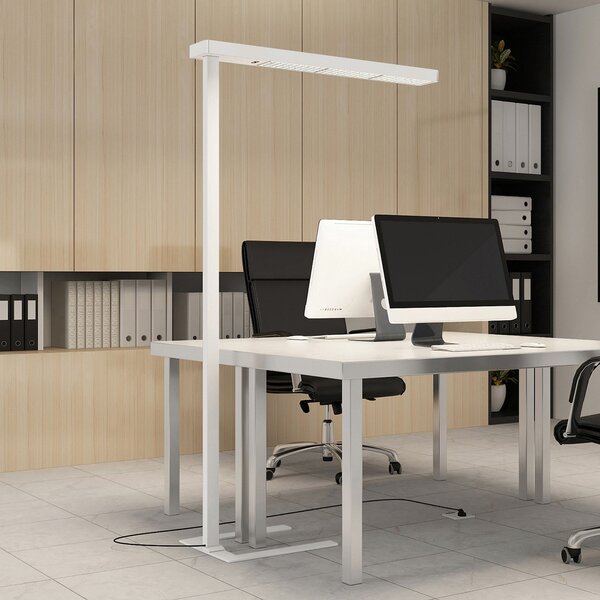 Arcchio LED lampă de podea pentru birou Susi, alb, senzor, dimmer tactil, reglabil, Alb, Studiu / Birou, Aluminiu, Modern