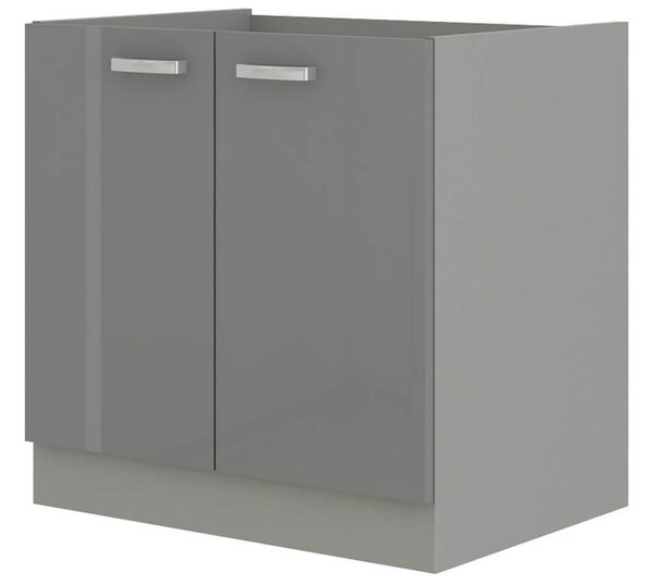 Dulap inferior de bucătărie sub chiuvetă Gonir 80 ZL 2F BB (gri + gri). 1032703