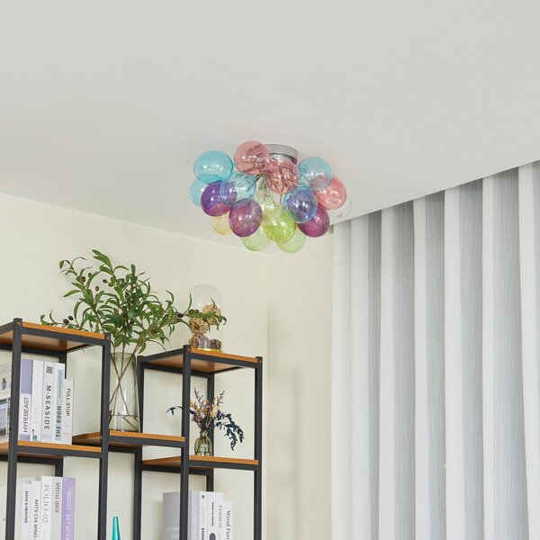 Lucande Plafonieră Diborah, colorat, sticlă, Ø 50 cm, G9, reglabil, Multicolor, Camera de zi / sufragerie, Sticlă, Design