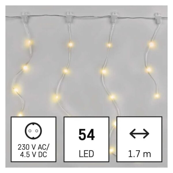Ghirlandă LED de exterior, 54 LED, 8 funcții, 6,7 x 0,7 m, IP44, alb cald